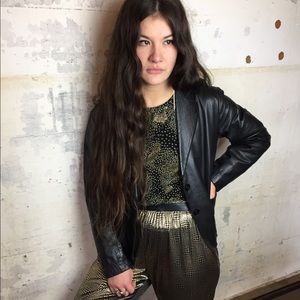 Vintage Barney’s New York black leather jacket